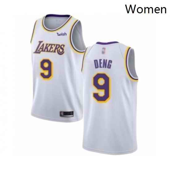 Womens Los Angeles Lakers 9 Luol Deng Authentic White Basketball Jerseys Association Edition